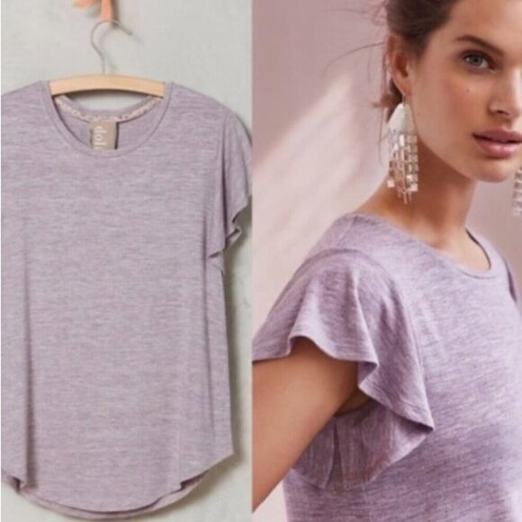Dolan Left Coast Collection Grey Scoop Flutter Short Sleeve Top Size Medium‎ - Picture 1 of 10